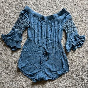 Womens off the shoulder long sleeve romper | Size M | BLUSH